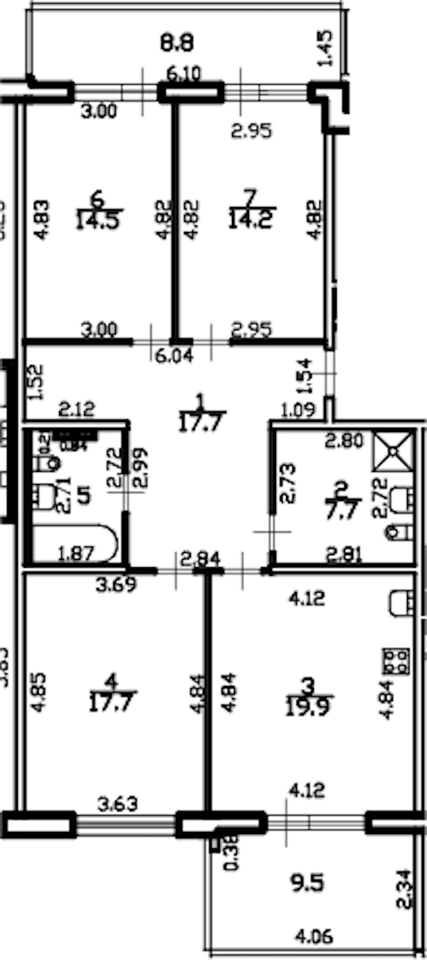 3-комнатная квартира 102.1 м², 2/4 эт., ЖК «Riviera Club»